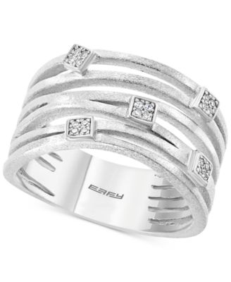 EFFY Collection EFFY® Diamond Multi-Row Statement Ring (1/20 ct. t.w.) in Sterling Silver