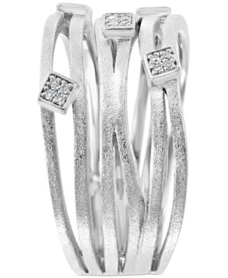 EFFY Collection EFFY® Diamond Multi-Row Statement Ring (1/20 ct. t.w.) in Sterling Silver
