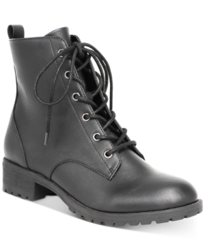 Size 5 Medium American Rag Women's Franie Combat Booties, Black