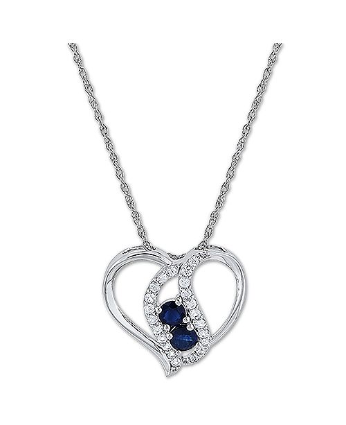 Macy S Blue Sapphire 5 8 Ct T W White Sapphire 3 8 Ct T W 18 Pendant Necklace In Sterling Silver Reviews Necklaces Jewelry Watches Macy S