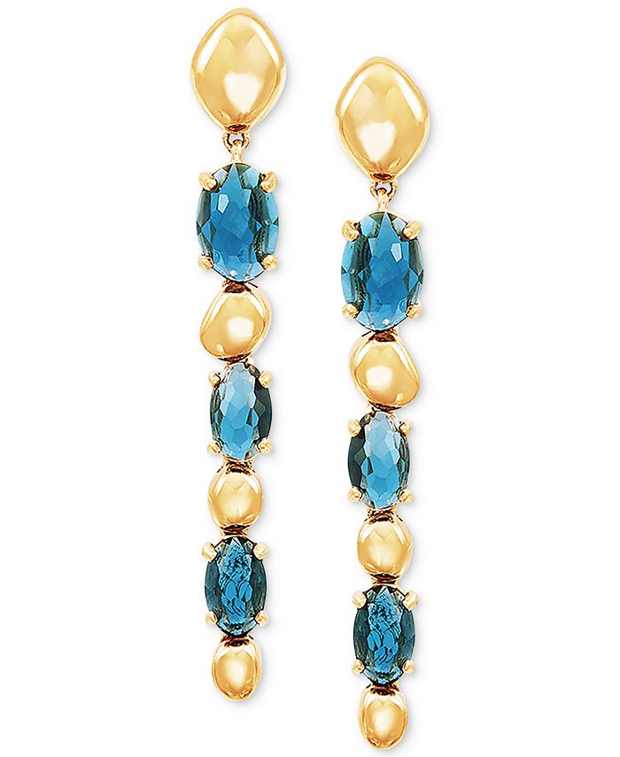 Macy's - London Blue Topaz Drop Earrings (2-1/2 ct. t.w.) in 14k Gold
