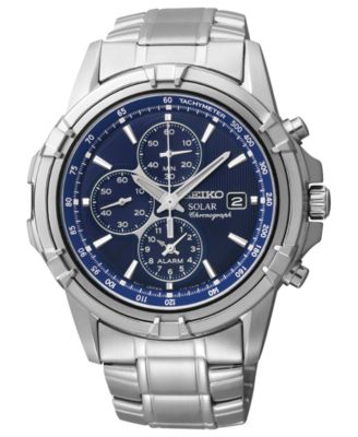 Seiko Watch, Men's Chronograph Solar Stainless Steel Bracelet 43mm SSC141 &  Reviews - All Watches - Jewelry & Watches - Macy's