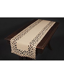 Vine Embroidered Cutwork Table Runner, 16" x 36"