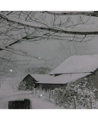 Large Fiber Optic Lighted Snowy Winter Cabin Canvas Wall Art, 15.75" x 23.5"