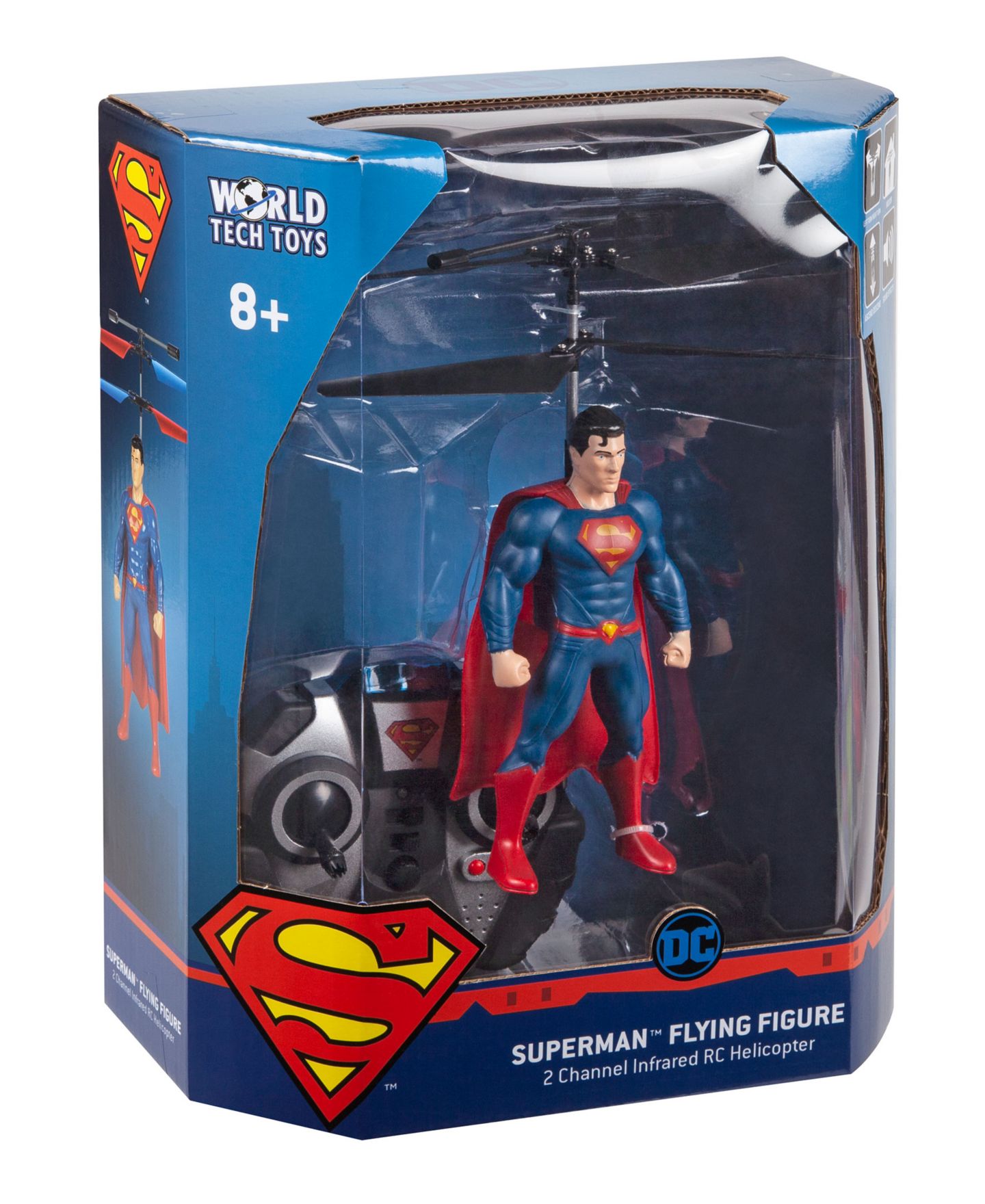 Детская игрушка DC Comics Superman 2-Channel Infrared Twin Rotor Flying RC Helicopter — фото 5