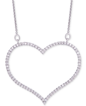 image of Diamond Open Heart Pendant Necklace (3/4 ct. t.w.) in Sterling Silver, 16