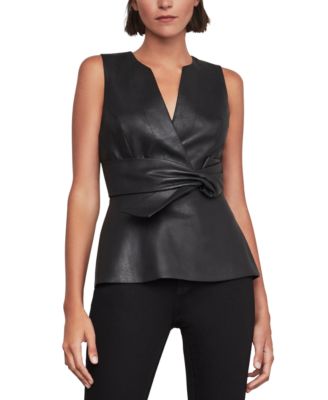 BCBGMAXAZRIA - Faux-Leather Peplum Top