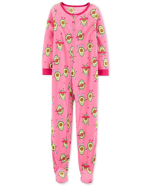 Carter S Little Big Girls 1 Pc Avocado Fleece Footie Pajamas
