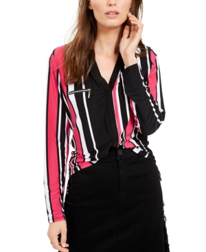 image of Inc Striped Zip-Detail Top, Created for Macy-s