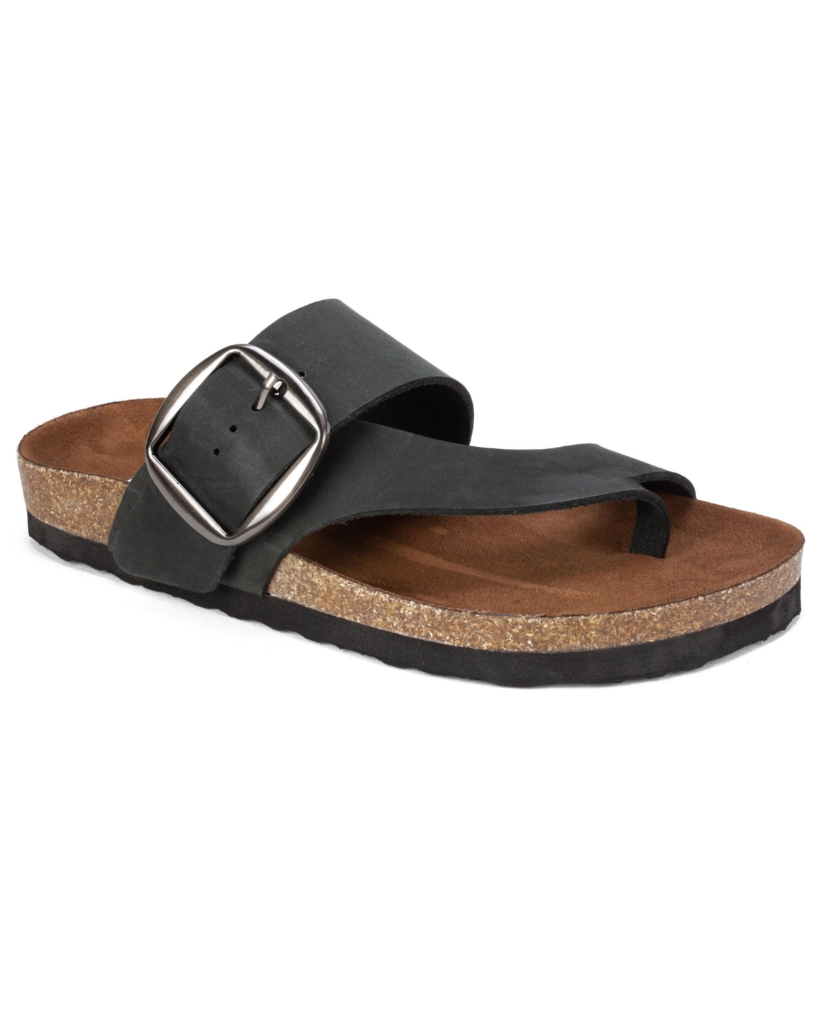 White Mountain Women's Harley Footbed Sandals In Black,nubuk