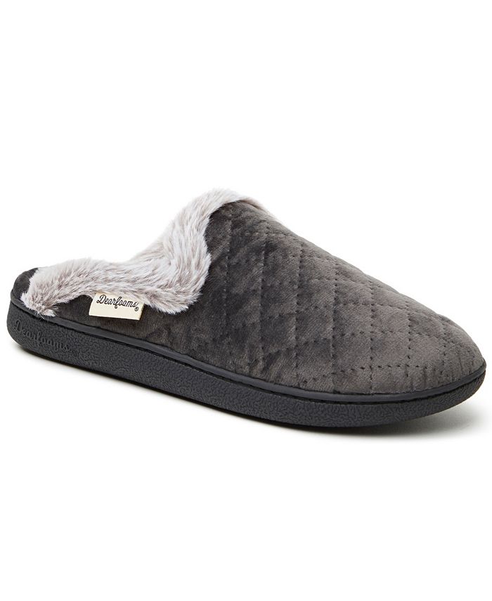 Dearfoams Women s Quilted Velour Scuff Slippers Online Only Macy s