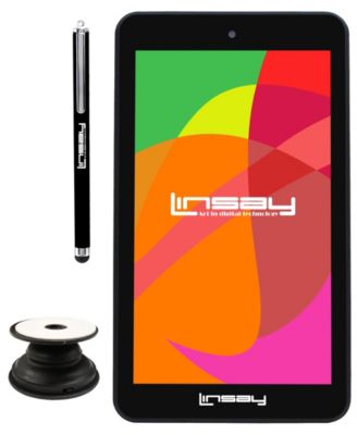 LINSAY - 7" New Quad Core HD Dual Camera Android 10 Tablet with Stylus and Holder