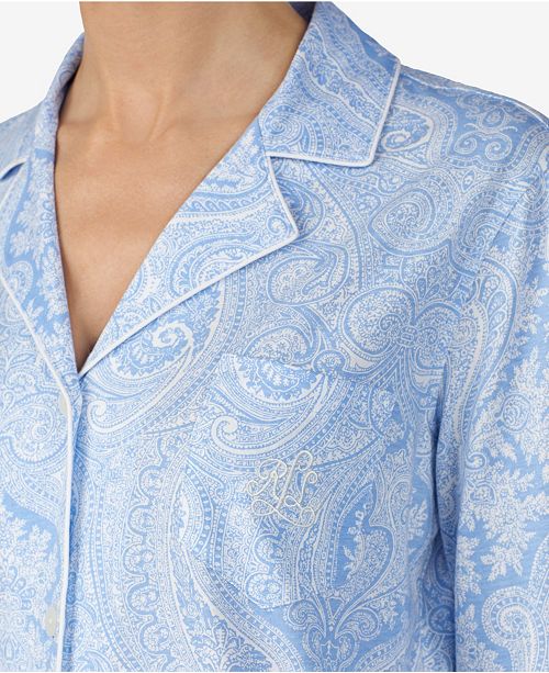 Lauren Ralph Lauren 3/4 Sleeve Classic Notch Collar Capri Pajama Set