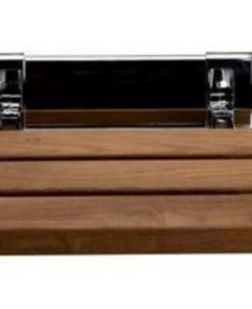 Alfi Brand Polished Chrome 14 Folding Teak Wood Shower Seat Bench