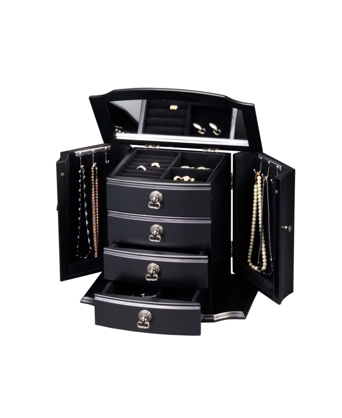 PKO Inc. Large Contemporary Navy Jewelry Box, Navy Blue