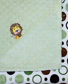 Minky Baby Boy Girl Blanket With Embroidered Lion