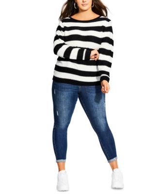 City Chic - Trendy Plus Size Striped Sweater