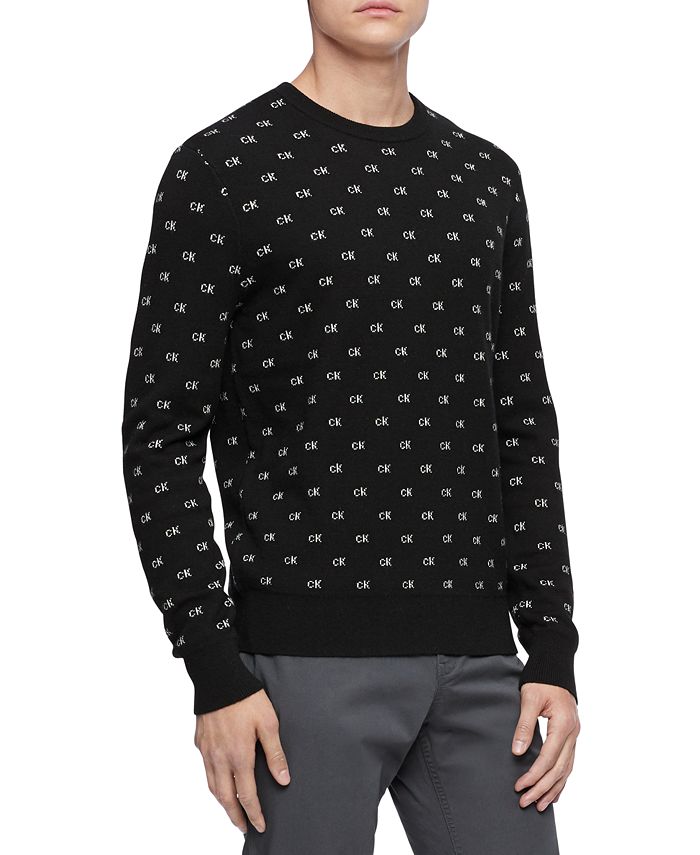 Calvin Klein Logo Jacquard Crew Neck Sweater Men