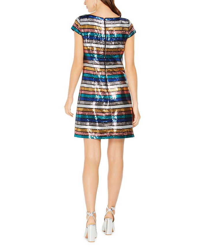 Vince Camuto Multicolored Sequined Striped Dress - Macy's