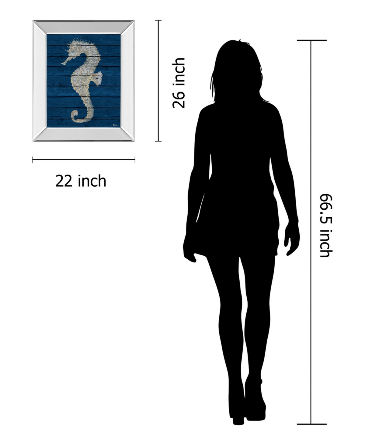 Classy Art Antique Seahorse onIl by Patricia Pinto Mirror Framed Print Wall Art - 22