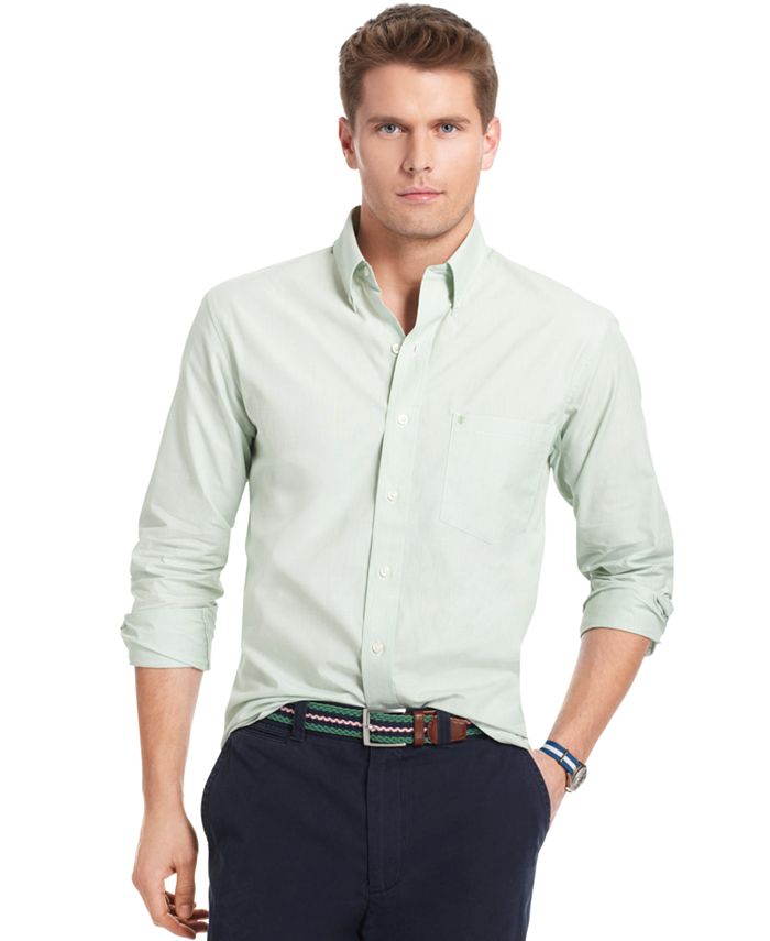 IZOD Long Sleeve Solid Essential Shirt - Macy's
