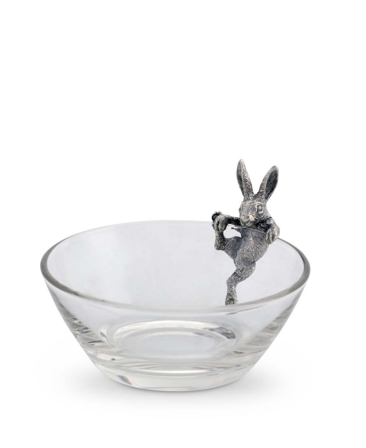 Vagabond House Glass Dip, Candy, Snack Bowl withClimbing Bunny - Pewter
