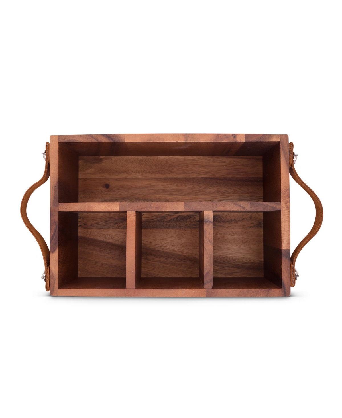 Vagabond House Caddy Rectangle Acacia Wood Flatware, Serve Ware, Utensil, Carry-All Holder with Solid