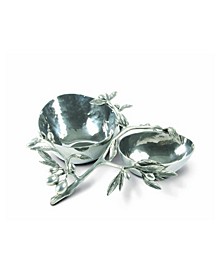 Pewter Olive Handle Double Serving Bowl