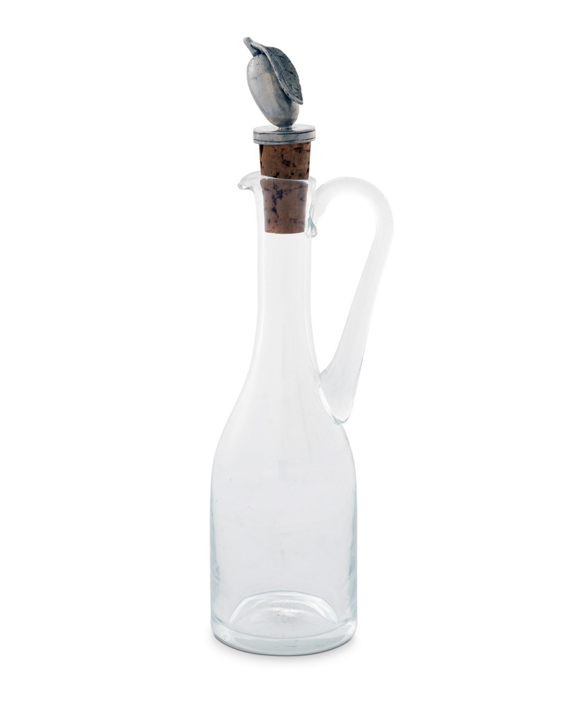 Vagabond House Hand-blown 5 oz Cruet Glass Bottle With Cork Stopper In Pewter