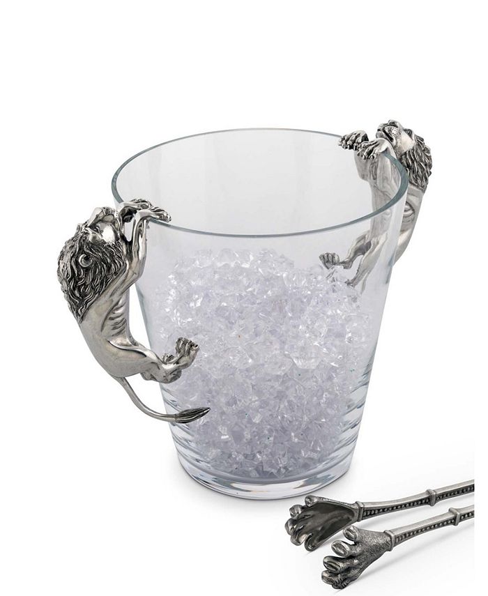 Vagabond House Glass Ice, Wine, Champagne Bucket with Pewter Lion ...