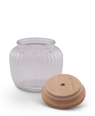 Canister Glass for Kitchen with Rubber Airtight Seal for Food Storage Sea Shell Ocean Pattern Knob