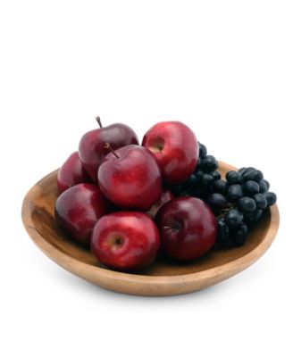 Acacia Wood Serving Bowl for Fruits or Salads Calabash Round Shape Style Large Wooden Single Bowl