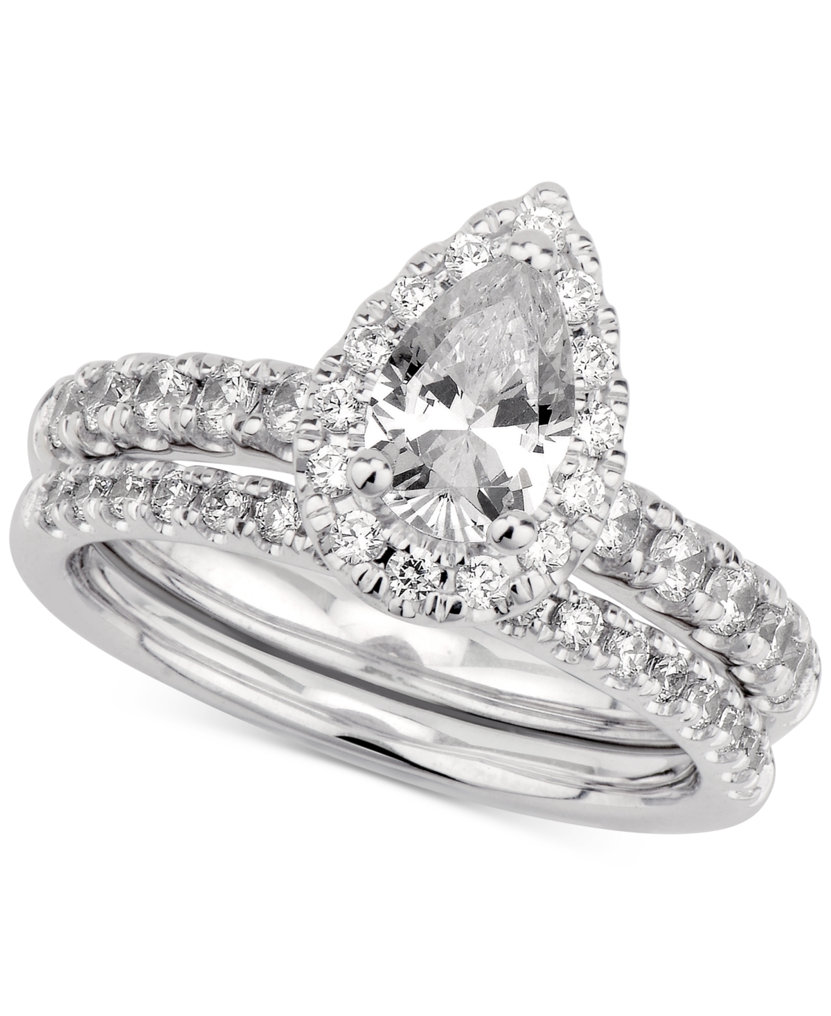 Gia Certified Diamond Pear Bridal Set (1-1/2 ct. t.w.) in 14k White Gold - White Gold