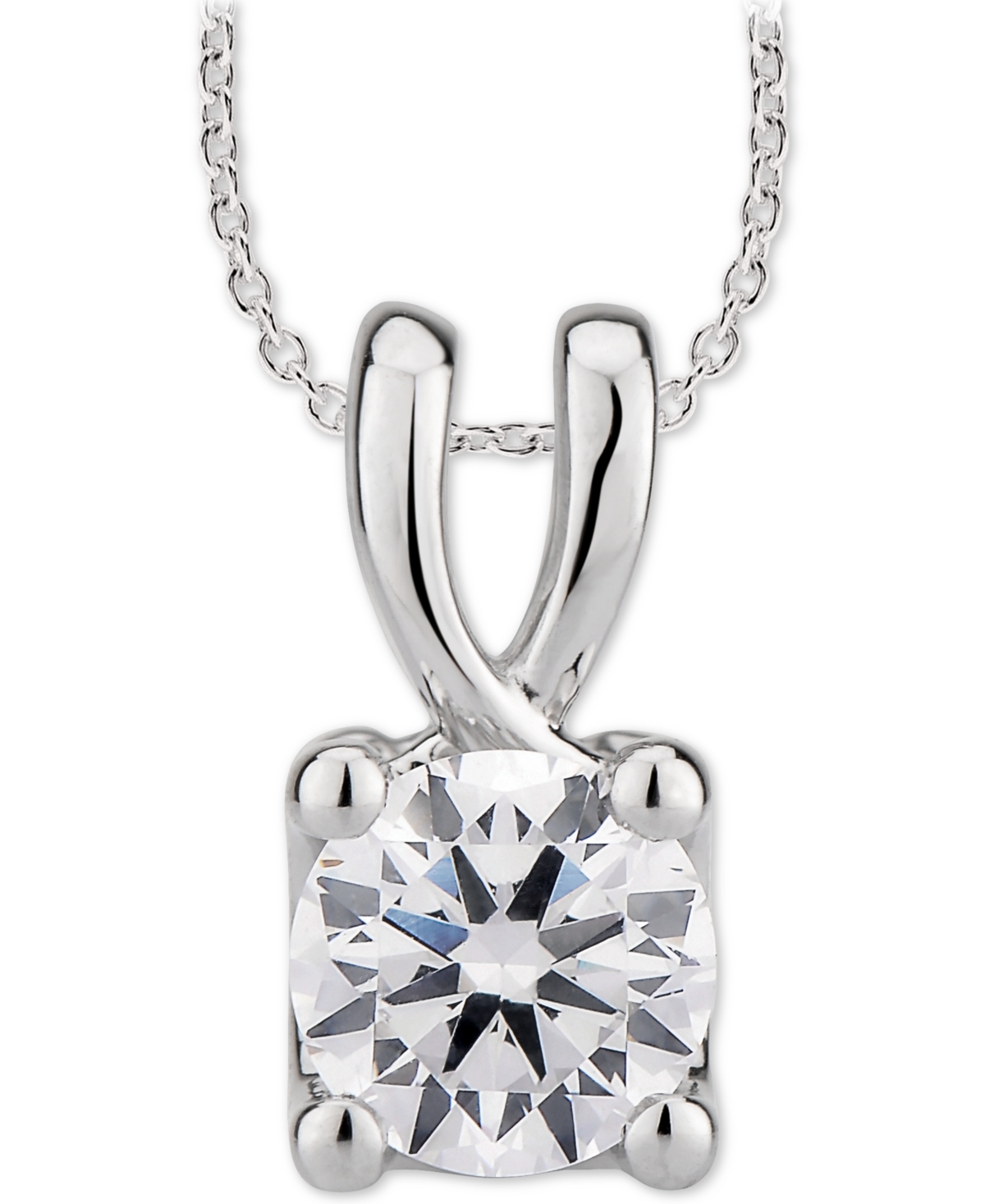 Gia Certified Diamond Solitaire Diamond 18" Pendant Necklace (1/2 ct. t.w.) in 14k White Gold - White Gold