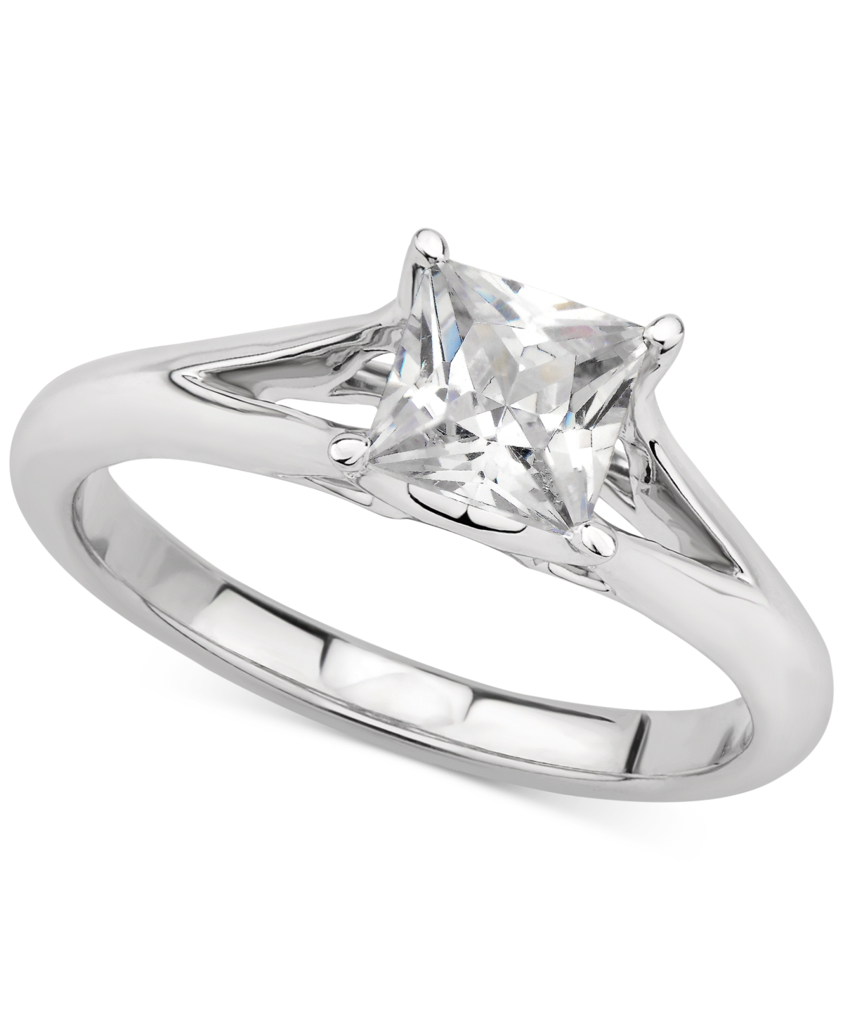 Gia Certified Diamond Princess Solitaire Engagement Ring (1 ct. t.w.) in 14k White Gold - White Gold