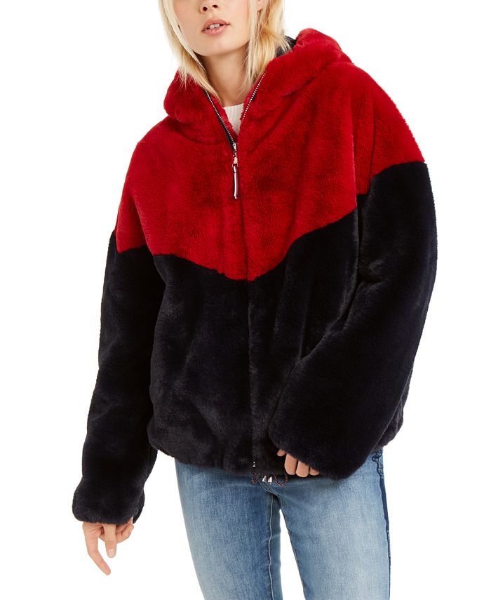 Tommy Hilfiger Hooded Faux-Fur Teddy Jacket, Created Macy's