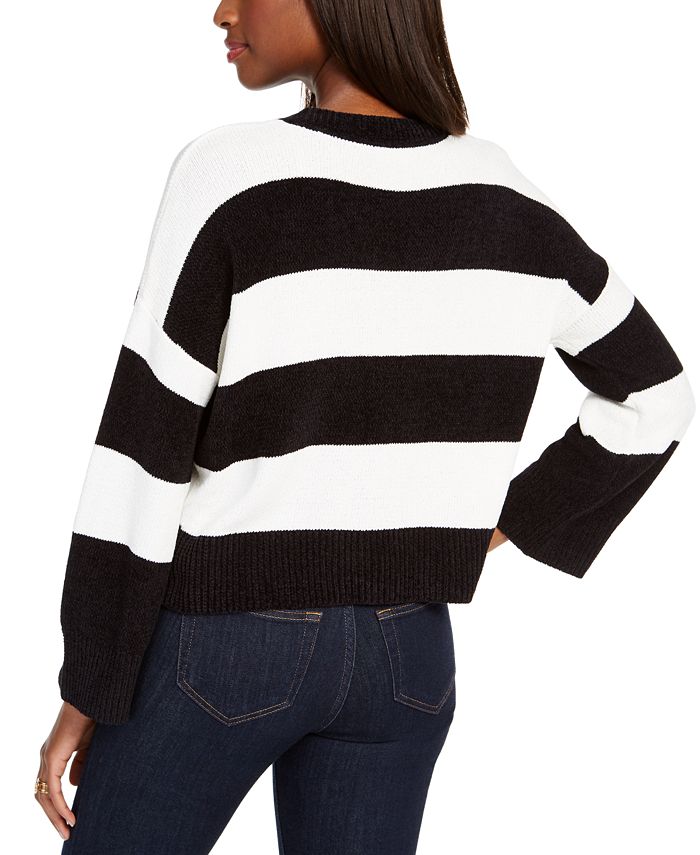 Tommy Hilfiger Women's Cotton Rugby Stripe Sweater Pink Size Large