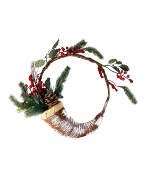Northlight 14" Lightly Frosted Cornucopia Artificial Christmas Wreath With Berries And Pine Cones In Brown