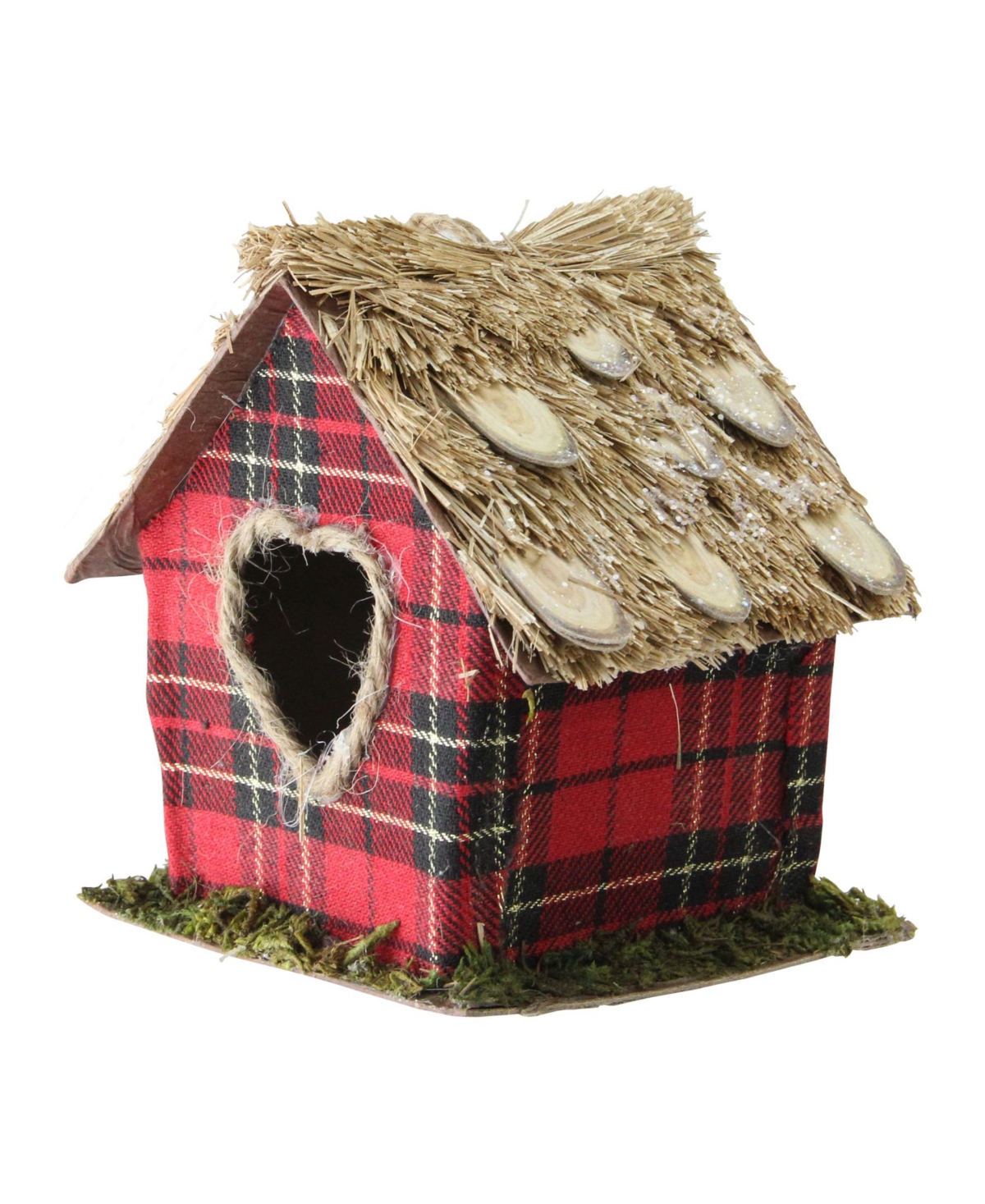 Northlight Red Plaid Christmas Birdhouse Ornament with Heart Shaped Door