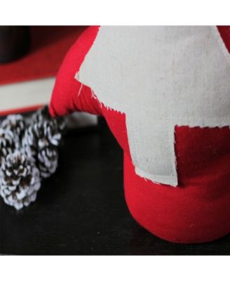 15" Red and Neutral Weighted Base Christmas Tree Tabletop Decoration