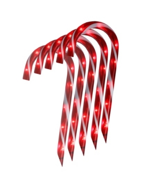 Northlight Set Of 10 Lighted Outdoor Candy Cane Christmas Lawn Stakes 12" In White