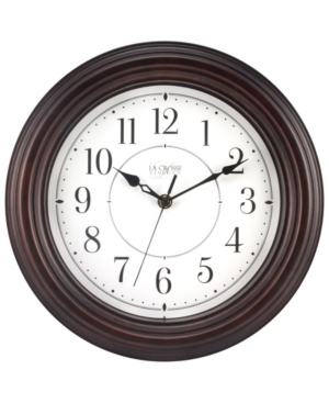 La Crosse Technology La Crosse Clock 404-2630w 12" Evelyn Quartz Wall Clock With Silent Movement In Dark Brown