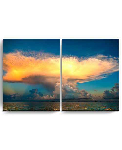 Get Wallpaper Ready2hangart Golden Cloud 2 Piece Wrapped Canvas Coastal Wall Art Free