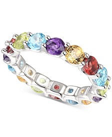 Lab-Created Opal Eternity Band (2 c.t. t.w.) in Sterling Silver (Also Available In Citrine, Rhodolite Garnet, Multi, Blue Topaz, and Lab Created Amethyst)