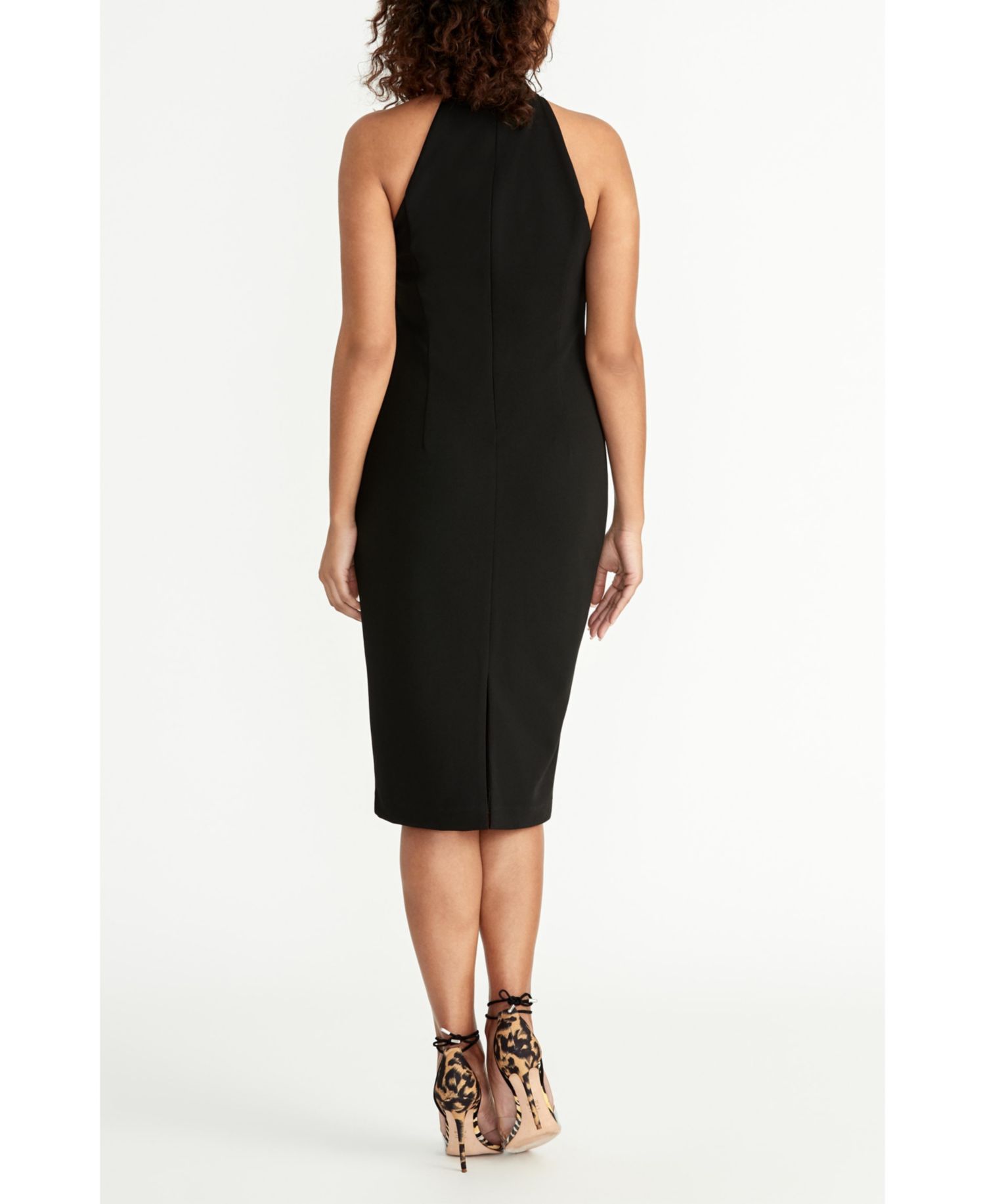 Sleeveless Halter Sheath Dress