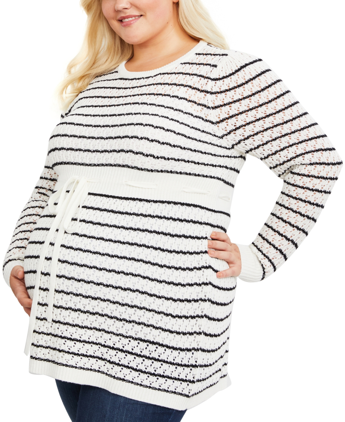 Motherhood Maternity Plus Size Babydoll Sweater In White