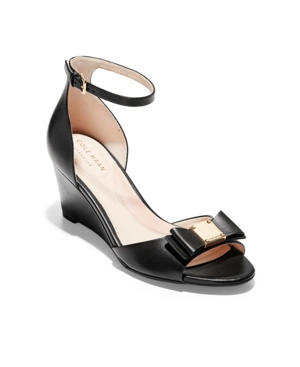 Cole Haan Tali Grand Bow Leather Platform Wedge Sandals In Black ModeSens