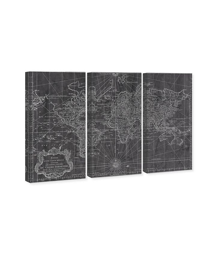 Oliver Gal World Map 1778 triptych Canvas Art 36" x 17" x 3" Macy's
