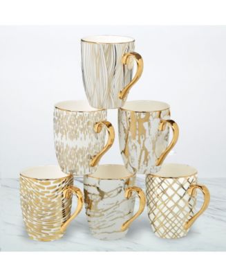 Certified International Matrix 6 Pc. Gold Tone Mugs - Macy's