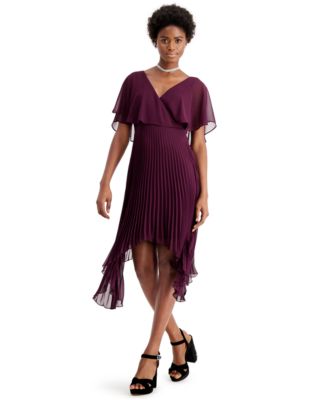 chiffon pleated midi dress